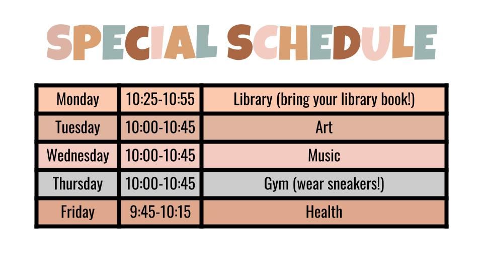 Special Schedule